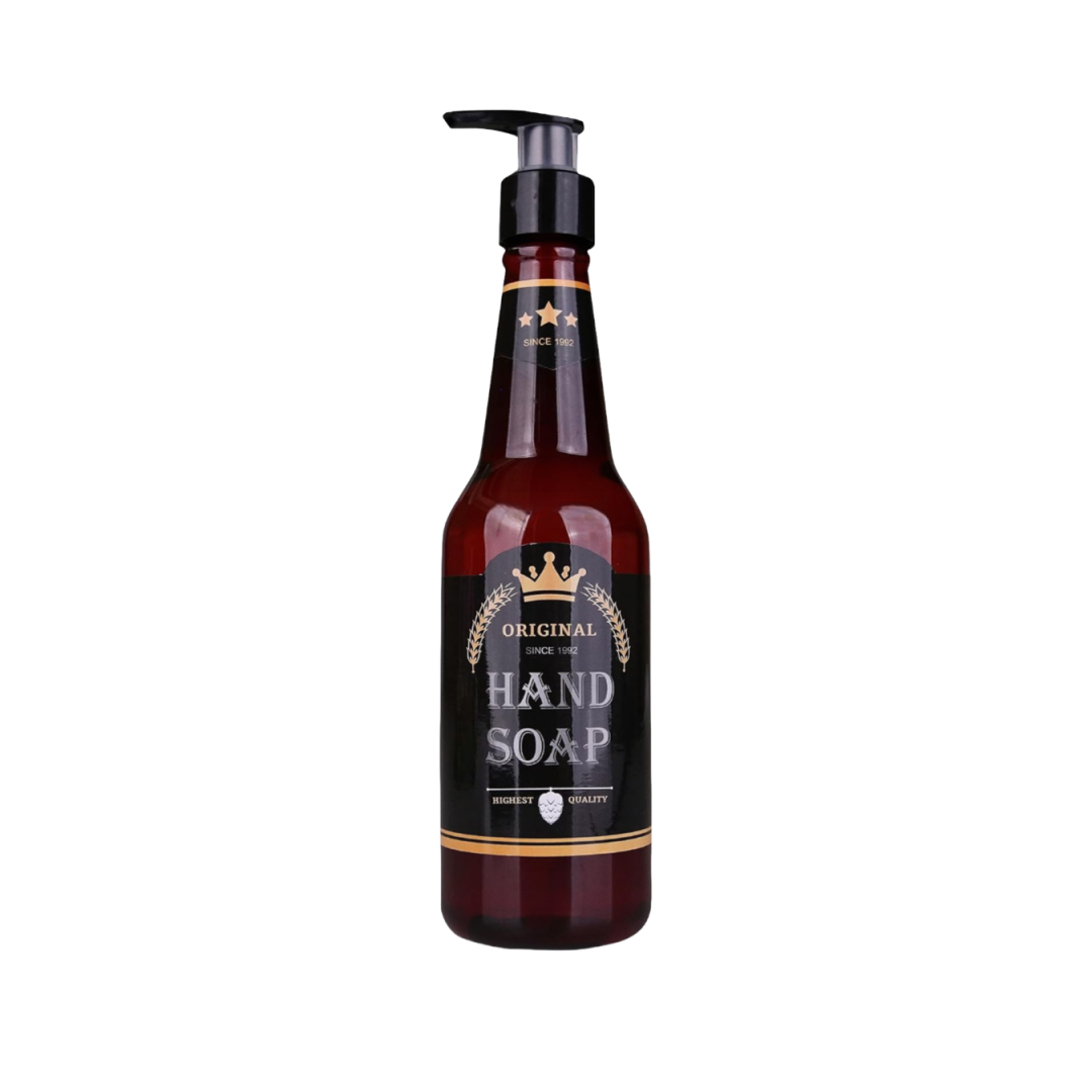 Oem Wholesale Hand Soap Wash Special Blending Beer Bottle 330ml Pump Dispenser Beer Fragrance Refillable Gel Liquid Soap
