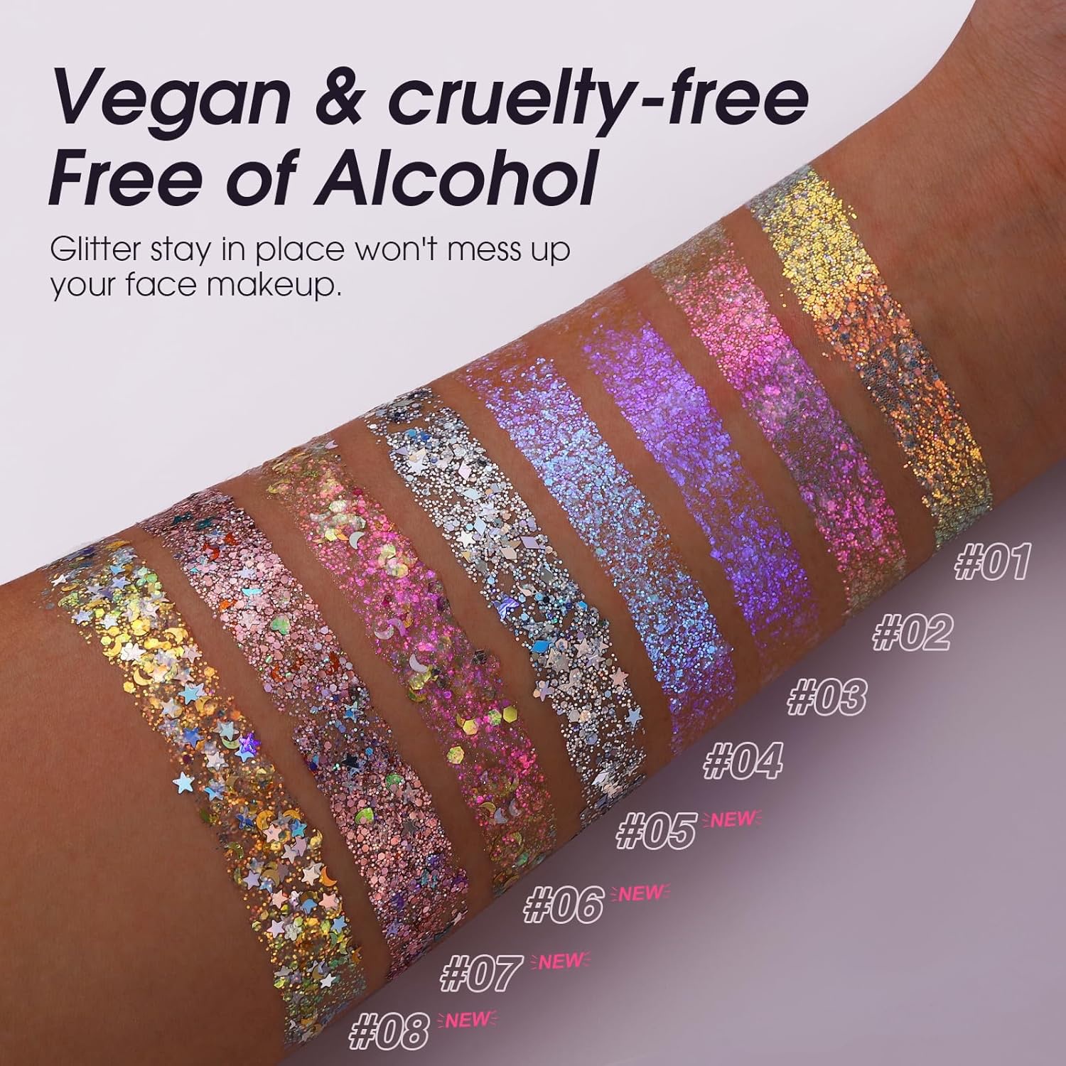 Oem Custom Waterproof Holographic Vegan Long-lasting Glitter Gel For Face & Body Hair Festivals & Parties (01 Golden Mirage)