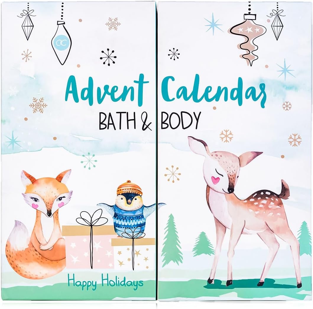 Oem Wholesale Happy Holidays 24-piece Advent Calendar For Girls With Hand Cream Nourishing Moisturizer Bath & Body Care Gift Set