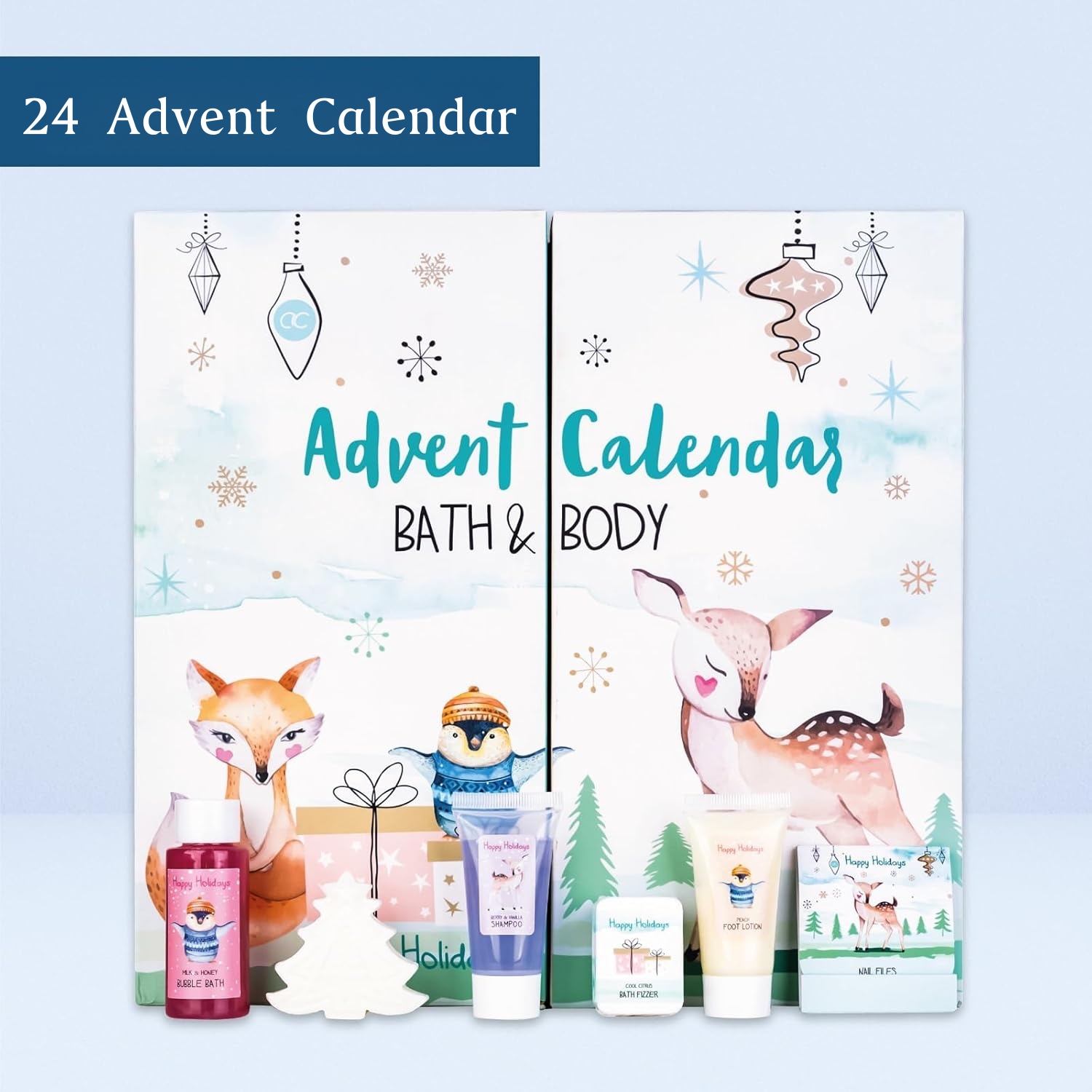 Oem Wholesale Happy Holidays 24-piece Advent Calendar For Girls With Hand Cream Nourishing Moisturizer Bath & Body Care Gift Set
