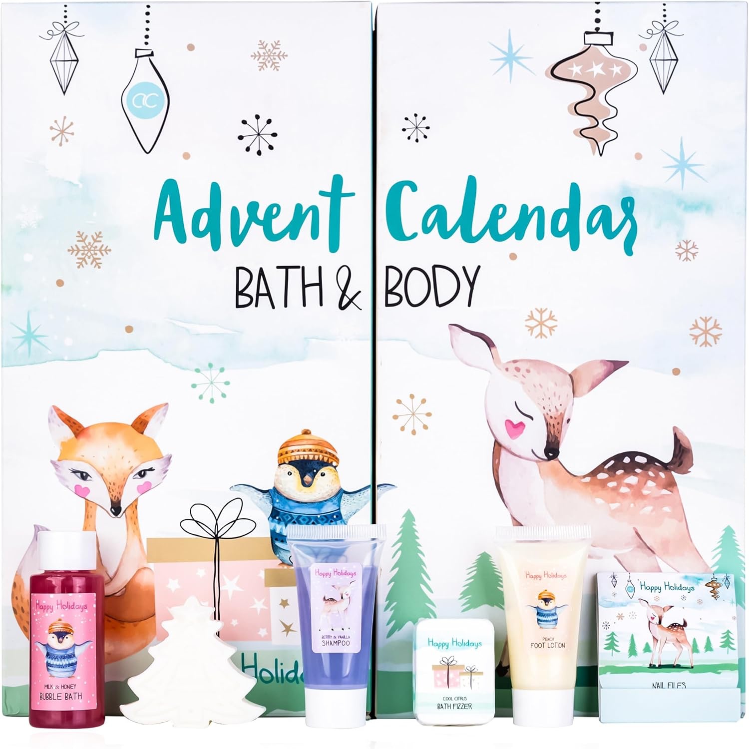 Oem Wholesale Happy Holidays 24-piece Advent Calendar For Girls With Hand Cream Nourishing Moisturizer Bath & Body Care Gift Set