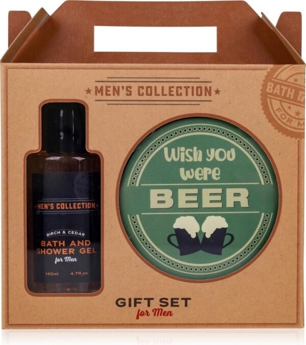 Oem Wholesale Men's Organic Gift Set Wish You Were Beer Including 60ml Bath Shower Gel 250ml Ceramic Mug Custom Scent