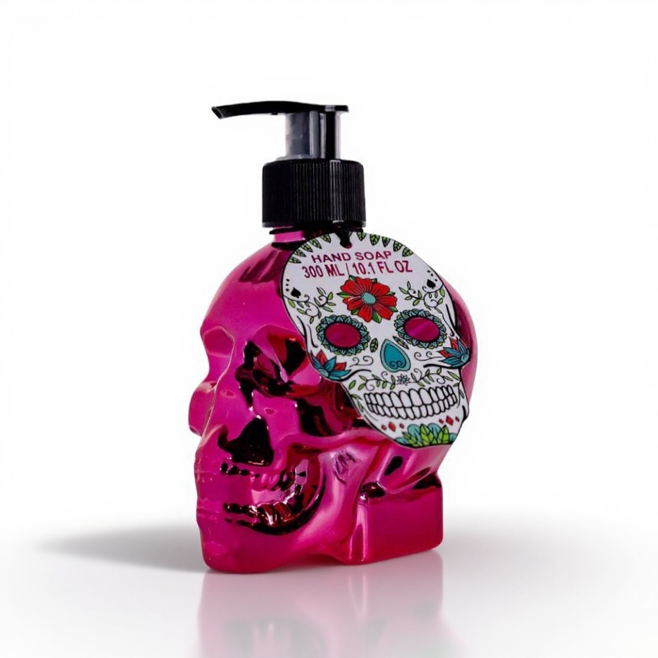 Oem Wholesale Skull Soap Gel Dispenser 300ml Liquid Soap Eco-friendly Black Chrome Look Pump Halloween Theme Friend Birthday