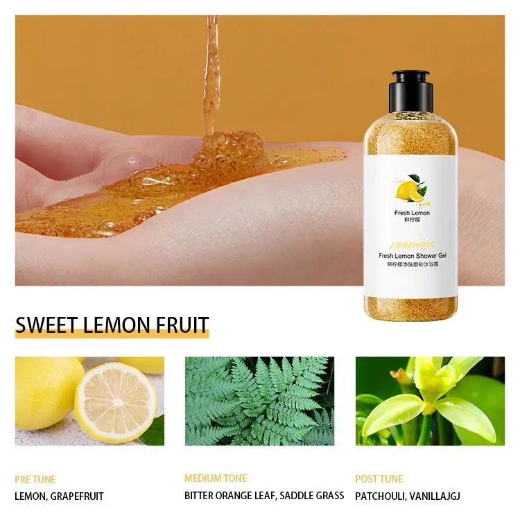 Private Label Hot Selling Best Natural Organic Body Wash Shower Gel Kiwi Lemon And Cherry Refreshements Body Wash
