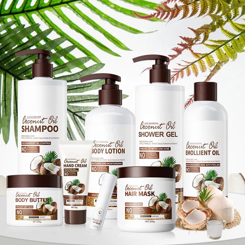 Hot Selling Private Label Luxury Natural Vegan Coconut Oil Women's Gift Shower Perfume Cleansing Skin Care Gifts Wash Body Set