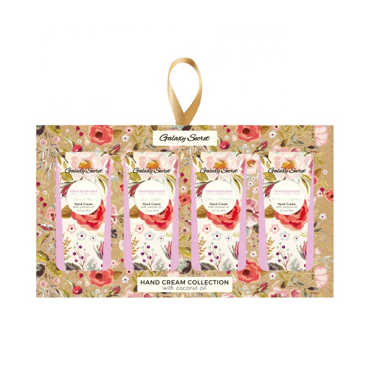 Private Label Spring Flower Scented Moisturizing Nourishing With Coconut Oil 4pcs Hand Cream Collection