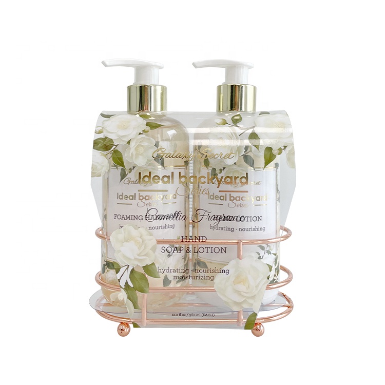 Customized Brand Logo Wire Frame Decoration Hydrating Nourishing Moisturizing Hand Soap And Lotion Set For Gift