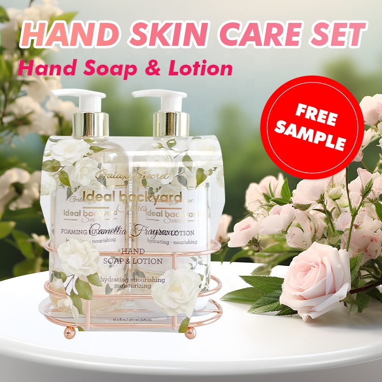 Customized Brand Logo Wire Frame Decoration Hydrating Nourishing Moisturizing Hand Soap And Lotion Set For Gift