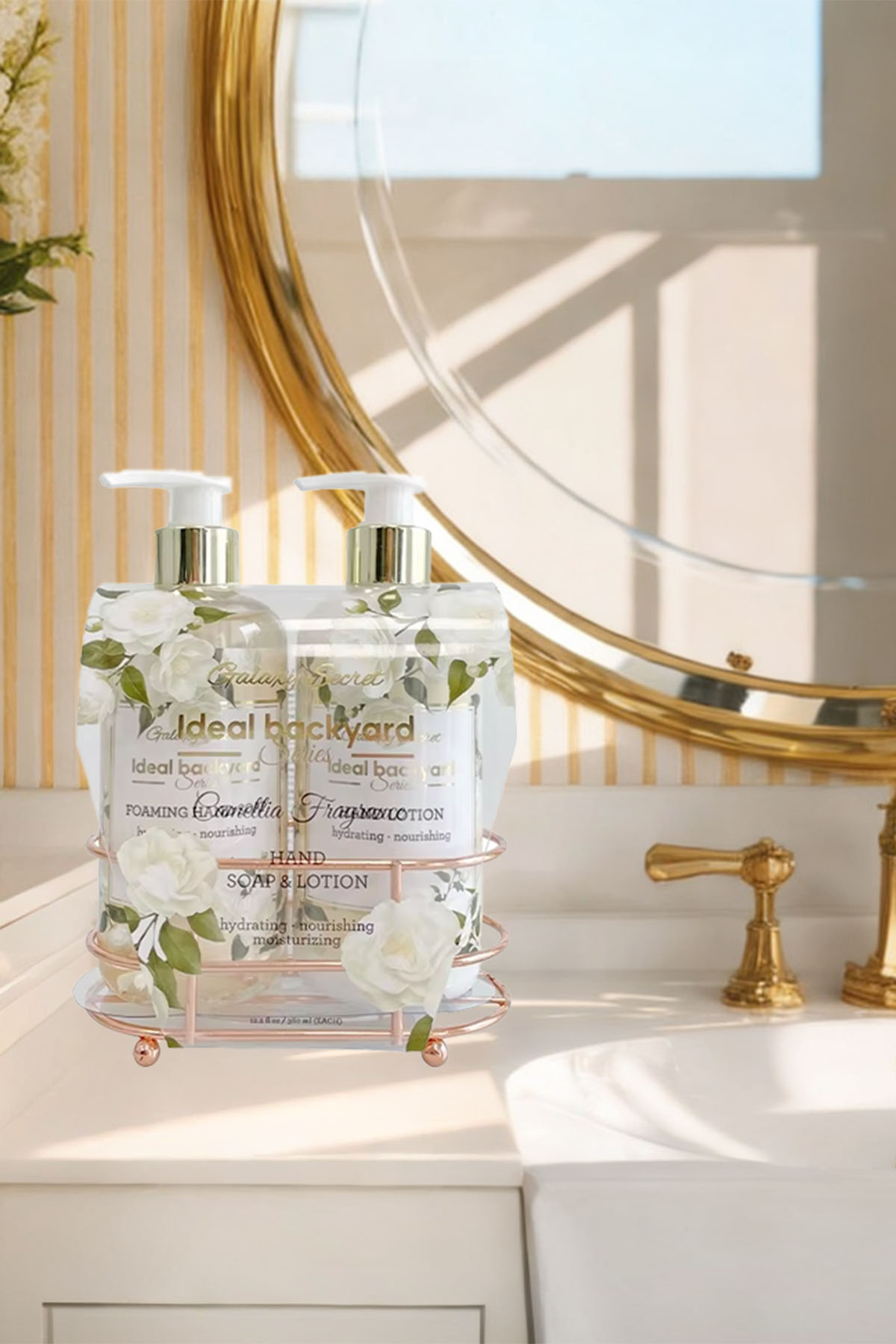 Customized Brand Logo Wire Frame Decoration Hydrating Nourishing Moisturizing Hand Soap And Lotion Set For Gift