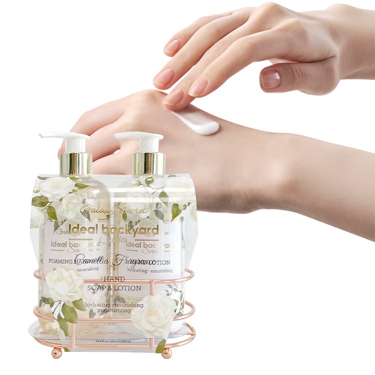 Customized Brand Logo Wire Frame Decoration Hydrating Nourishing Moisturizing Hand Soap And Lotion Set For Gift