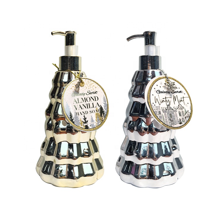 Private Label Christmas Tree Shape Gold & Sliver Fascinating Hand Soap Gift Moisturizing Hand Soap