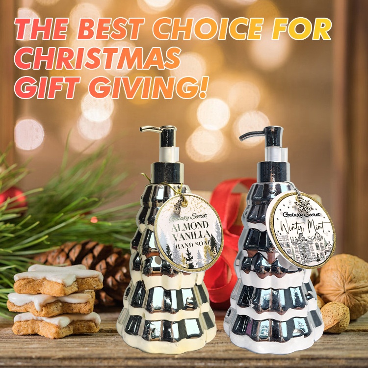 Private Label Christmas Tree Shape Gold & Sliver Fascinating Hand Soap Gift Moisturizing Hand Soap