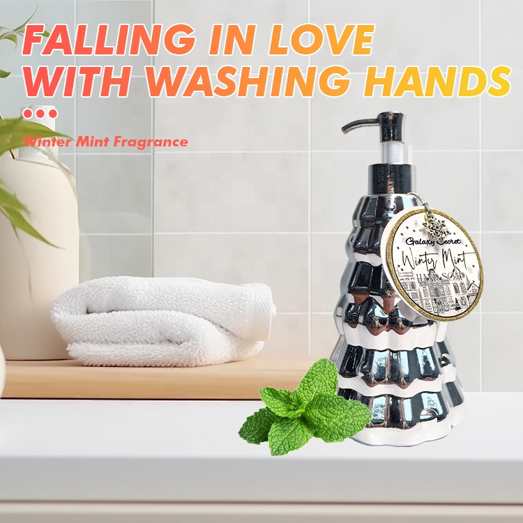 Private Label Christmas Tree Shape Gold & Sliver Fascinating Hand Soap Gift Moisturizing Hand Soap