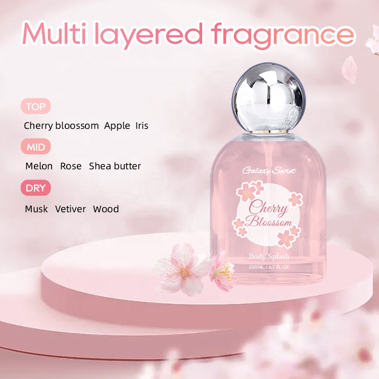 Oem Wholesale Refreshing Body Room Spray Cherry Blossom Extract Scented Moisturizing Nourishing 30ml 50ml 100mlpink Body Splash