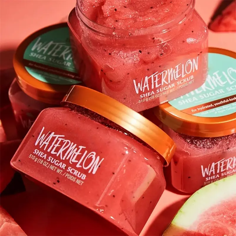 Hot Selling Private Label Organic Vegan Strawberry Moisturizing Shea Butter Body Scrub Exfoliating Whitening Sugar Body Scrub