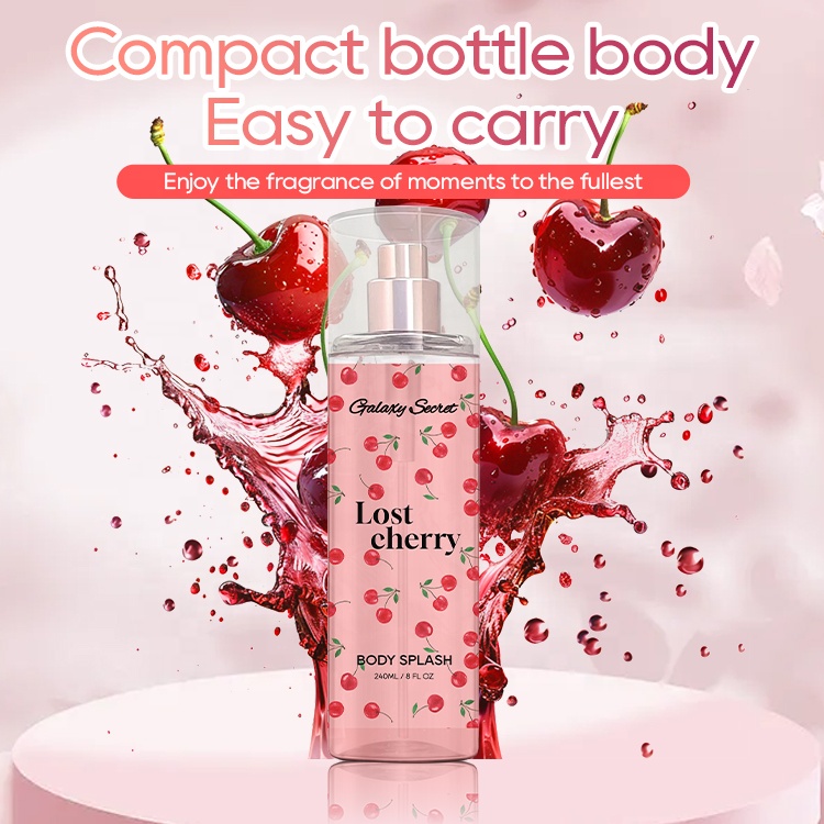 Oem Wholesale Room Spray Perfume Moisturizing Nourishing Refreshing Body Mist Cherry Long Lasting Fragrance 240ml Body Splash
