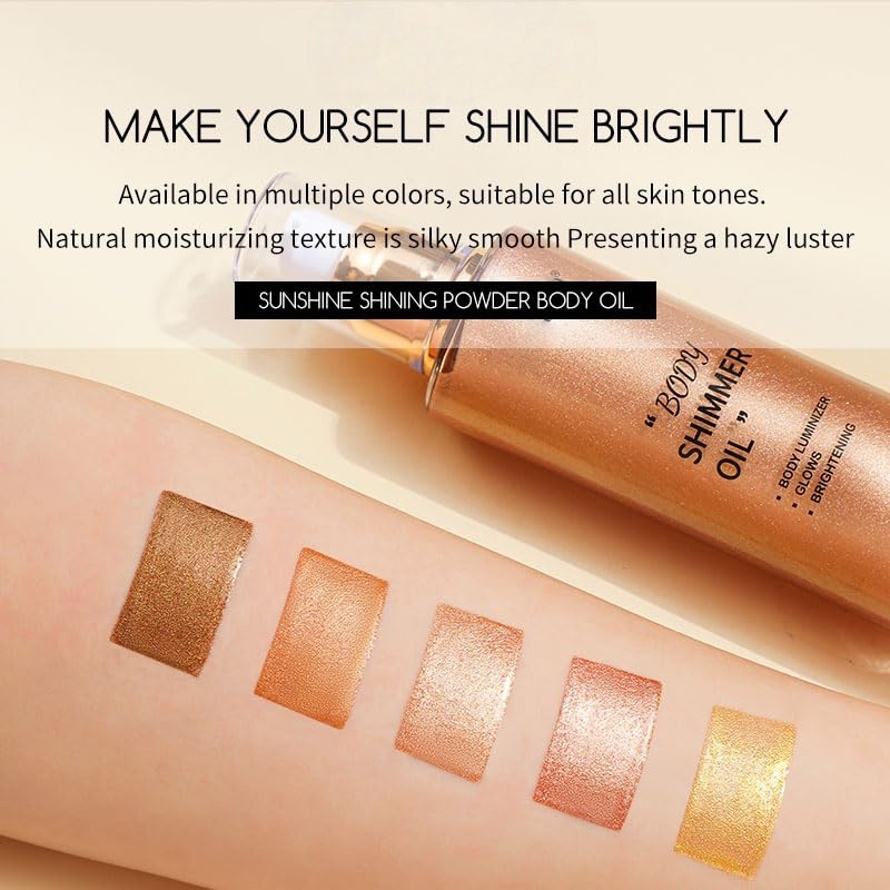 Oem Private Label Shimmer Body Taninng Oil,Long Lasting Moisturizing Body Glow Glitter For Women Luminizer Highlighter Makeup