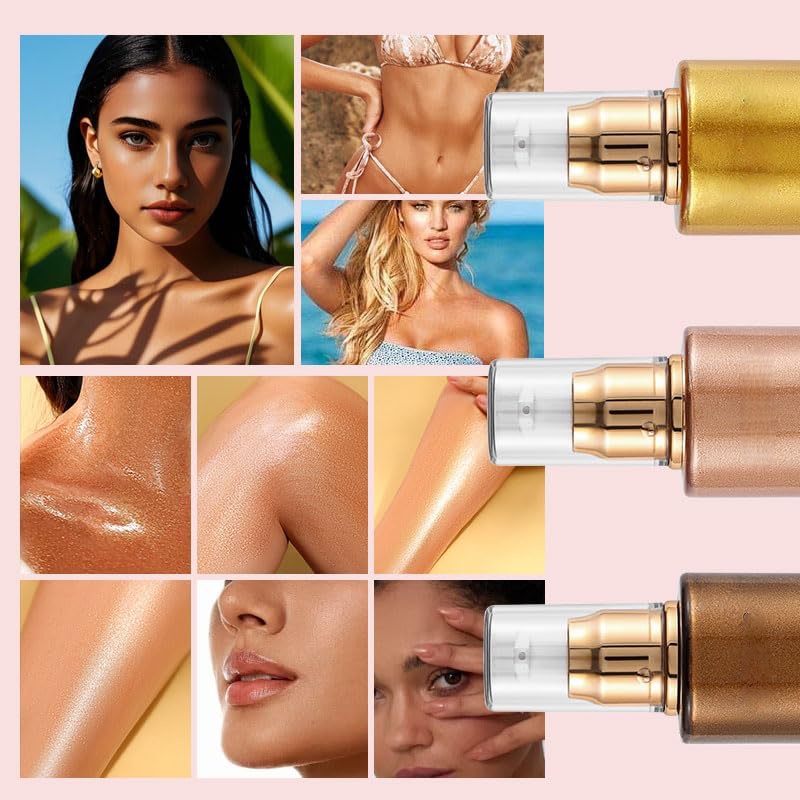 Oem Private Label Shimmer Body Taninng Oil,Long Lasting Moisturizing Body Glow Glitter For Women Luminizer Highlighter Makeup
