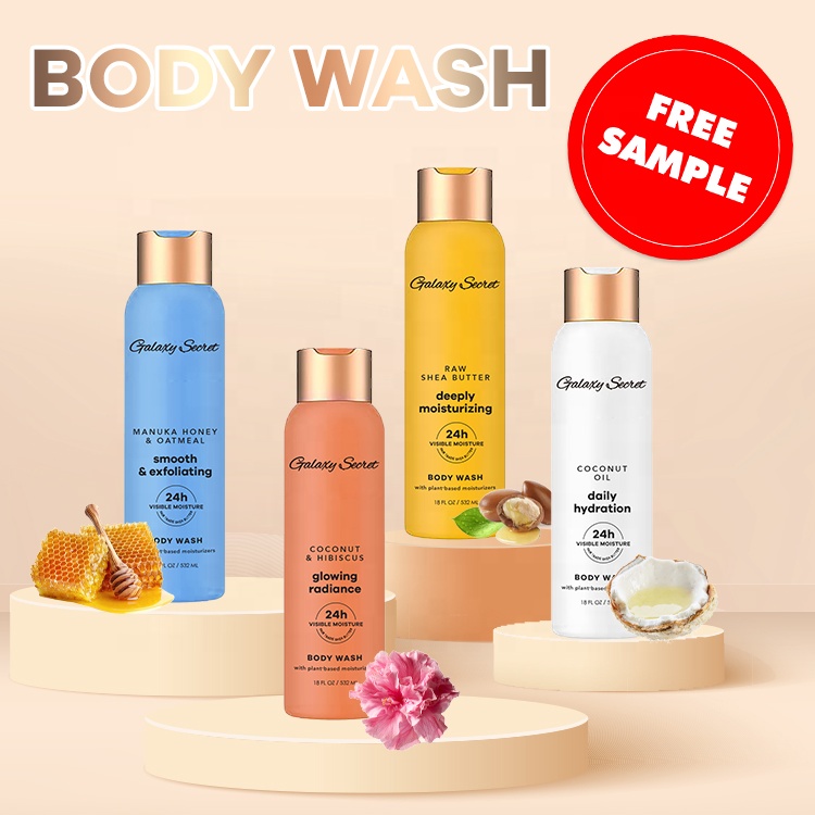 Oem Wholesale Shea Butter Coconut Oil Honey Deep Cleansing Moisturizing & Exfoliating Smooth All Day Hydration Scented Body Wash