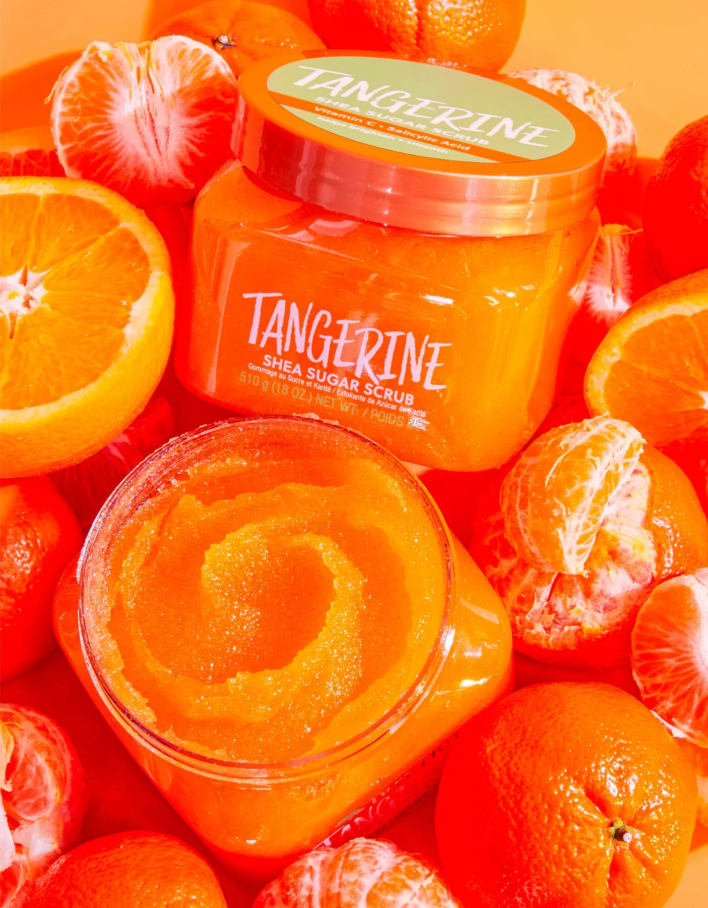 Private Label Organic Orange Tangerine Shea Sugar Scrub Hot Selling Vegan Body Scrub Treatment Effects Brightening Body Scrub
