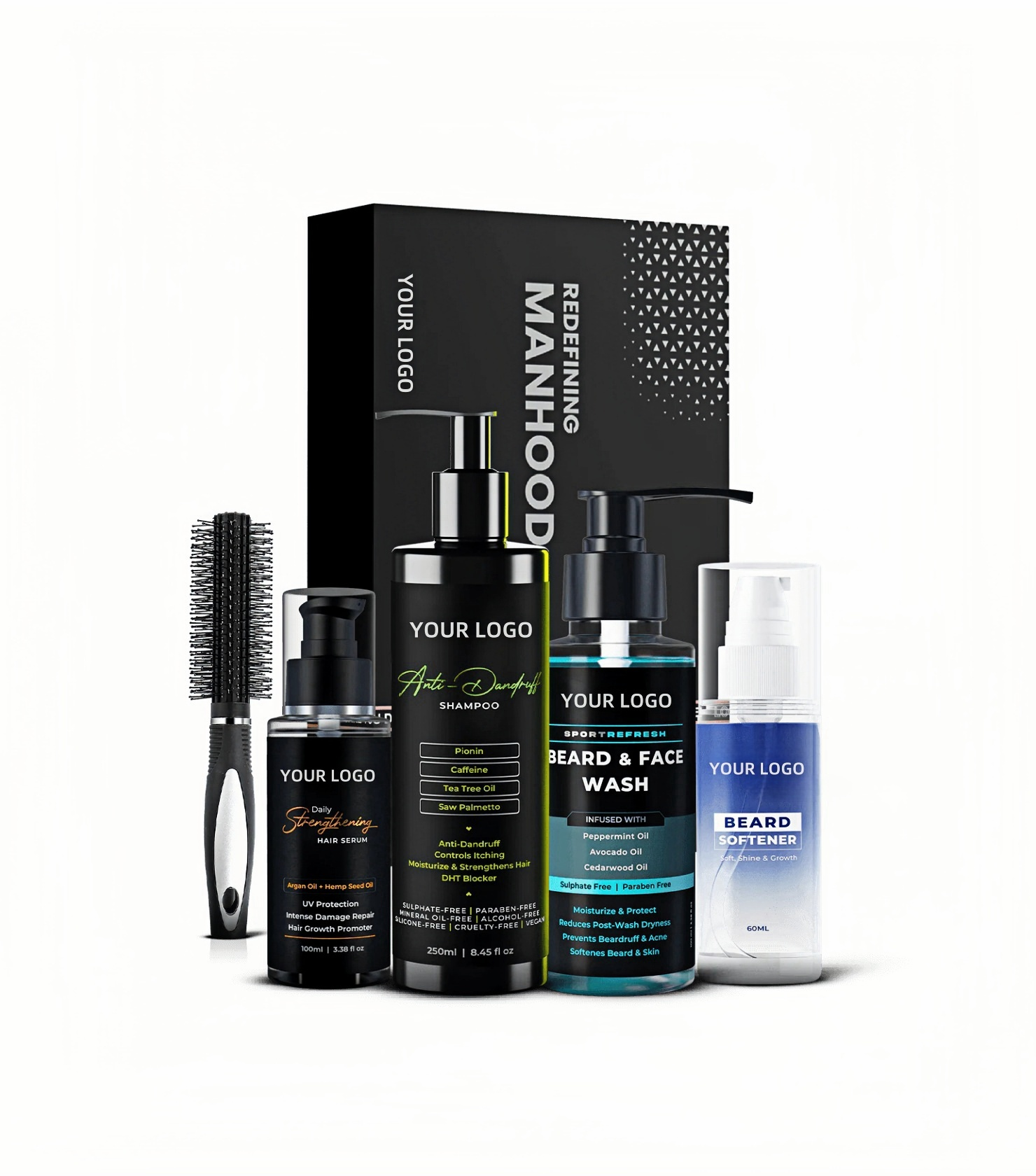 Custom Logo Men's Beard Grooming Kit With Common Comb For Dandruff Control And Beard Smoothing And Hair Care