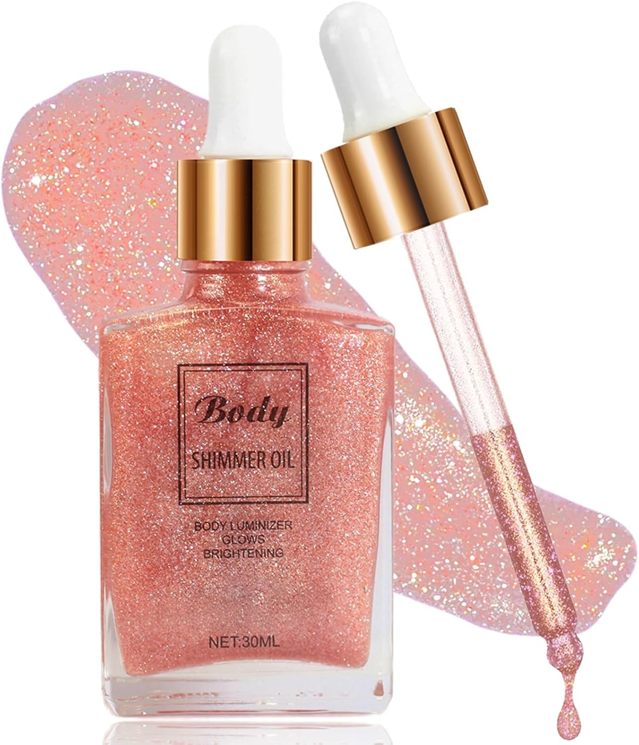 Oem Private Label Face Body Glitter,Drop Glitter Body Shimmer Tanning Oil,Hydrating Glitter Liquid Highlighter Makeup Body Oil