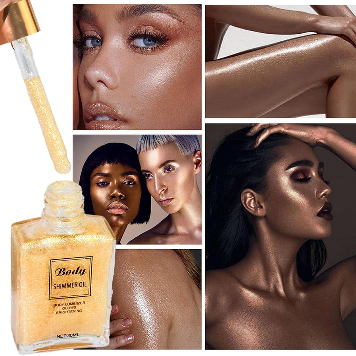 Oem Private Label Face Body Glitter,Drop Glitter Body Shimmer Tanning Oil,Hydrating Glitter Liquid Highlighter Makeup Body Oil