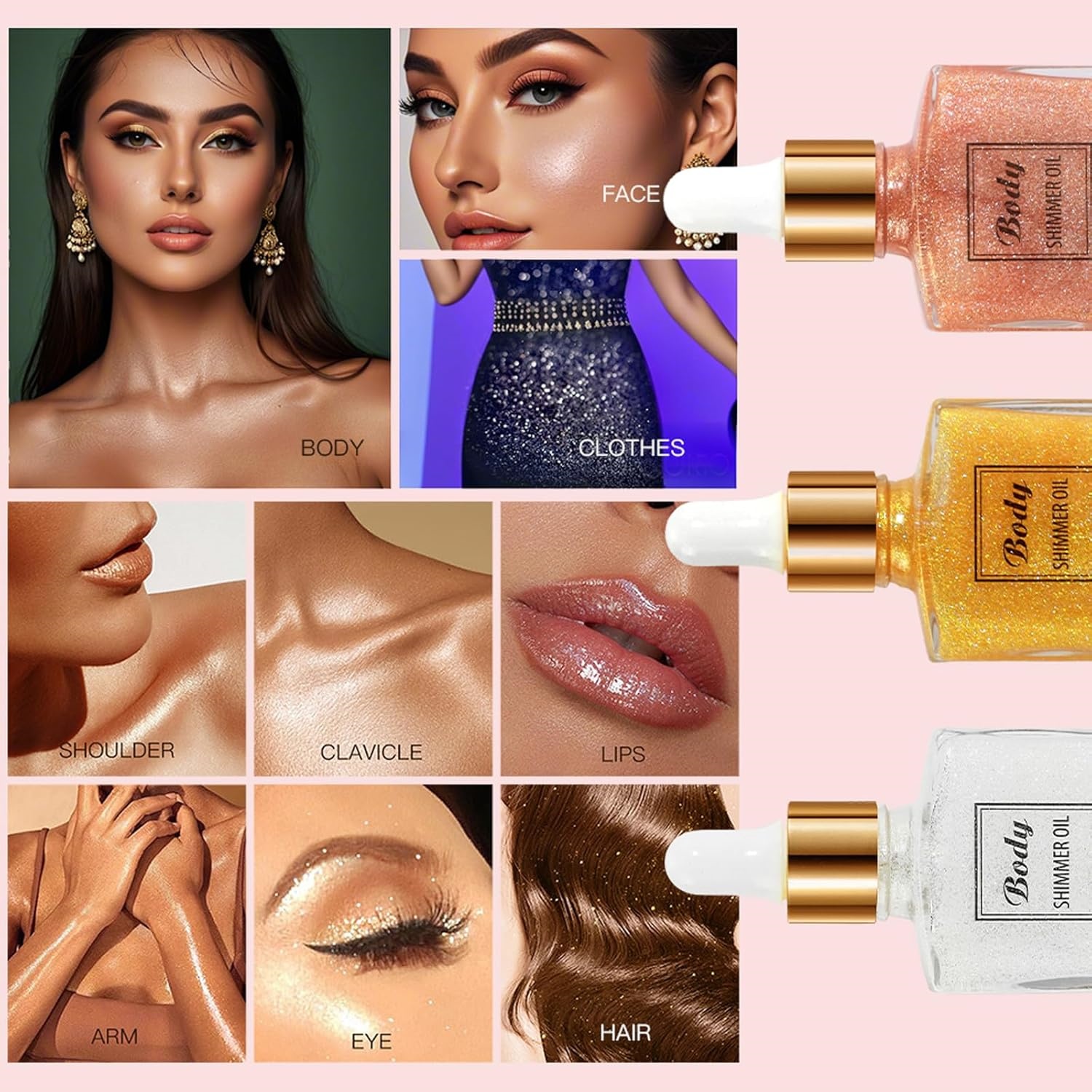Oem Private Label Face Body Glitter,Drop Glitter Body Shimmer Tanning Oil,Hydrating Glitter Liquid Highlighter Makeup Body Oil