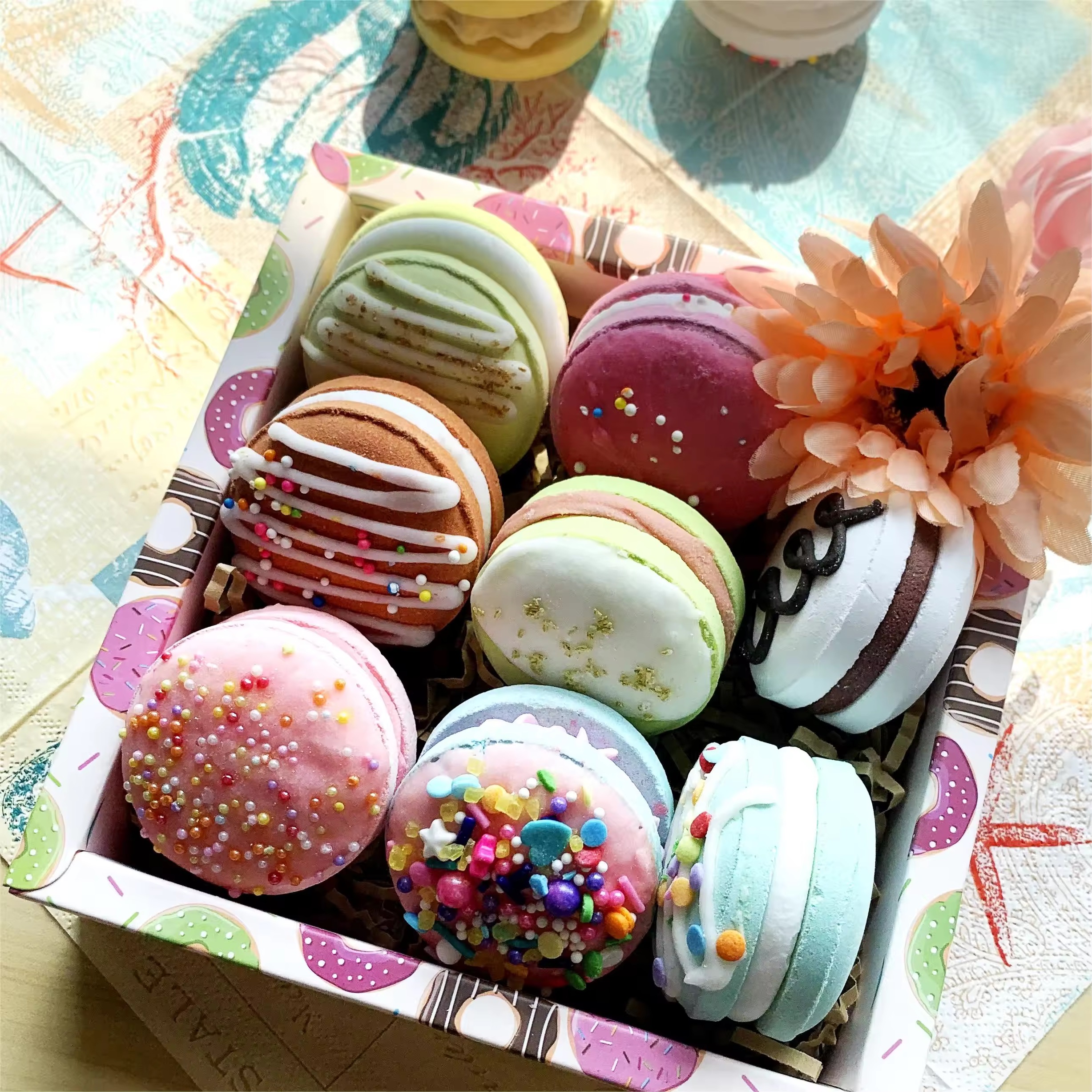 Mini Bath Bombs Gift Set Natural Organic Vegan Private Label Moisturizing Fizzies Customized Fragrance & Color Craft Gift Box