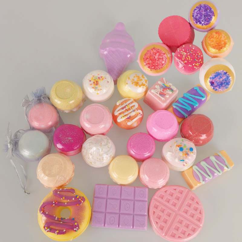 Oem Wholesale Organic Lavender Shea Butter Beautiful Dessert Series Home Spa Use Mini Relaxation Stress Relief Milk Bath Bombs