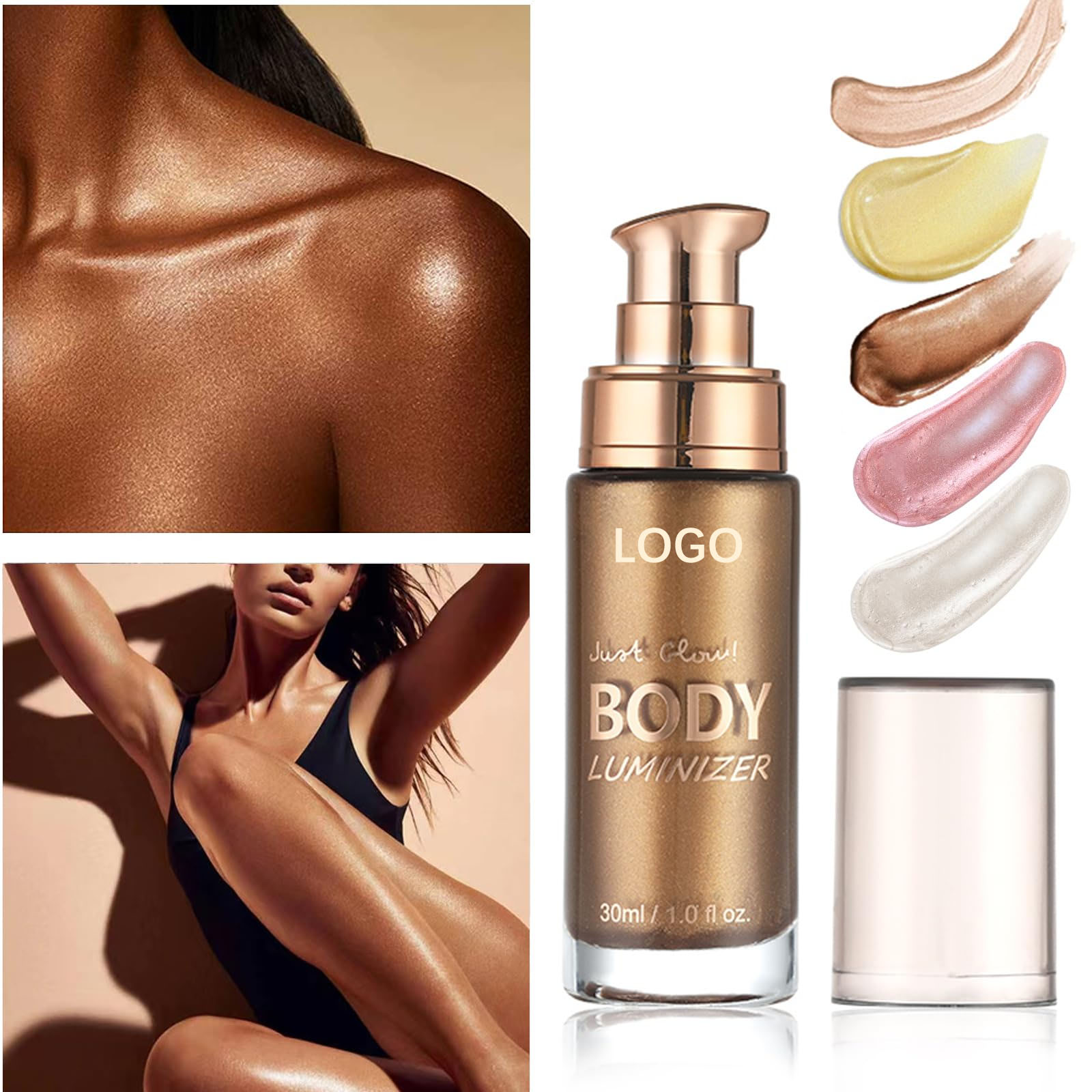 Private Label Body Shimmer Glitter Dry Oil Highlighter Makeup Liquid Illuminator Bronzer Cream Glitter Body Highlights Body Oil