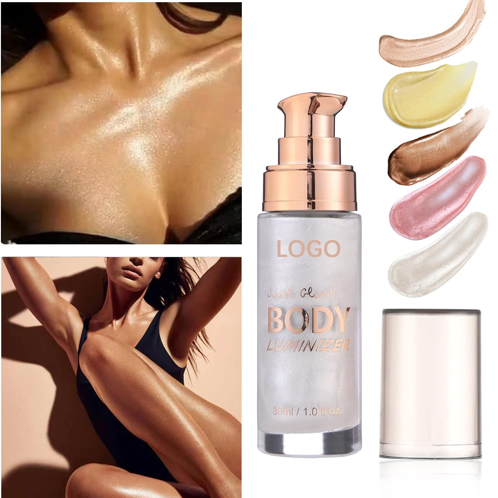 Private Label Body Shimmer Glitter Dry Oil Highlighter Makeup Liquid Illuminator Bronzer Cream Glitter Body Highlights Body Oil