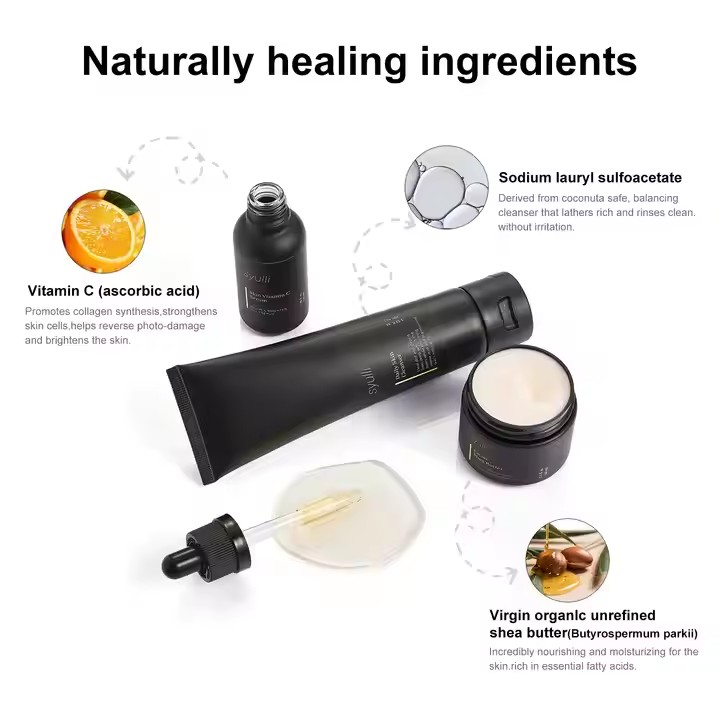 Own Brand Natural Skincare Set Includes Oil Control Cleanser,Shea Butter Moisturizing Cream,Vitamin C Serum