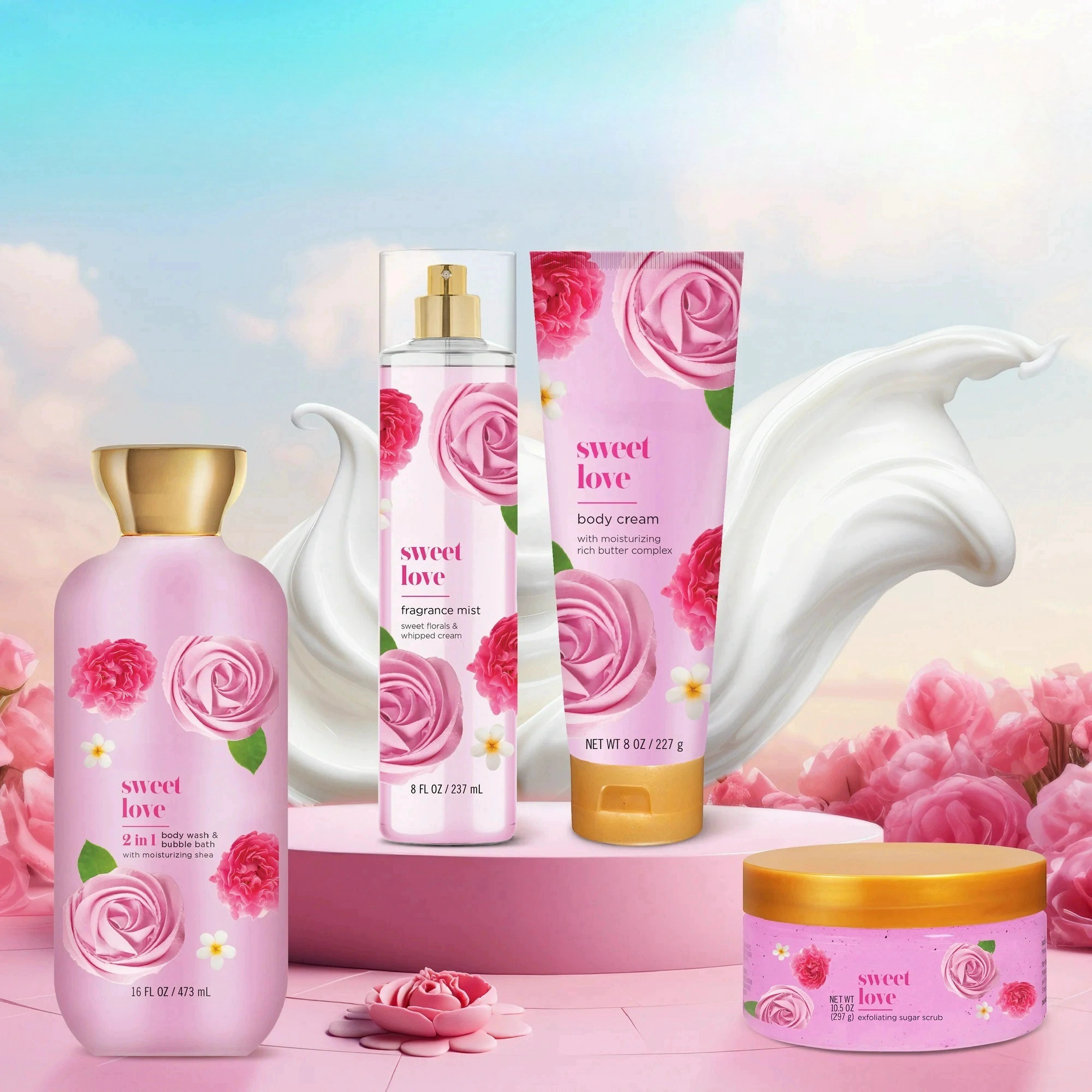 Oem/odm Private Label Hot Selling Rose Shower Bath Gel Women's Gift Shower Cleansing Skin Care Luxury Gifts Wash Body Set