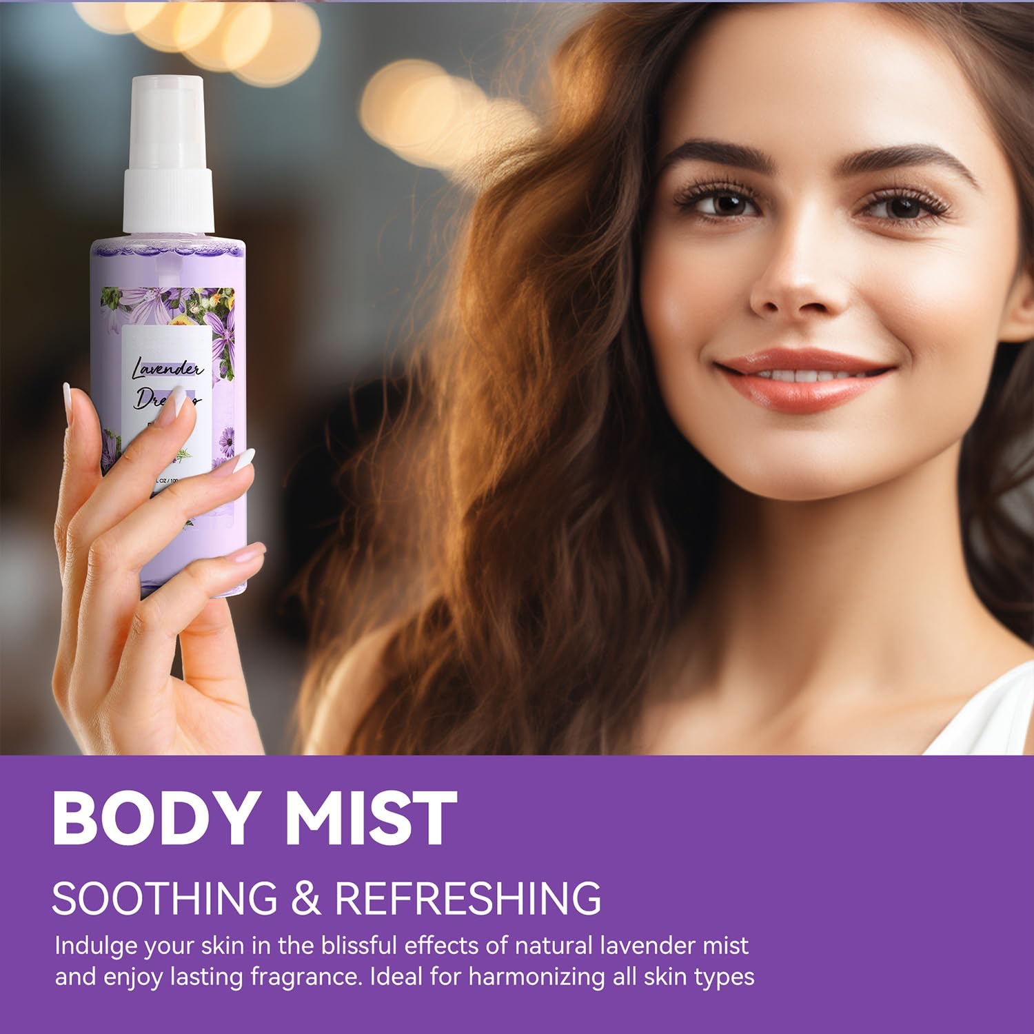 Oem Private Label Body Mist Gift Set - Spa Gifts For Women,Perfume,Body Lotion,And Body Scrub In A Lavender Dreams Box-