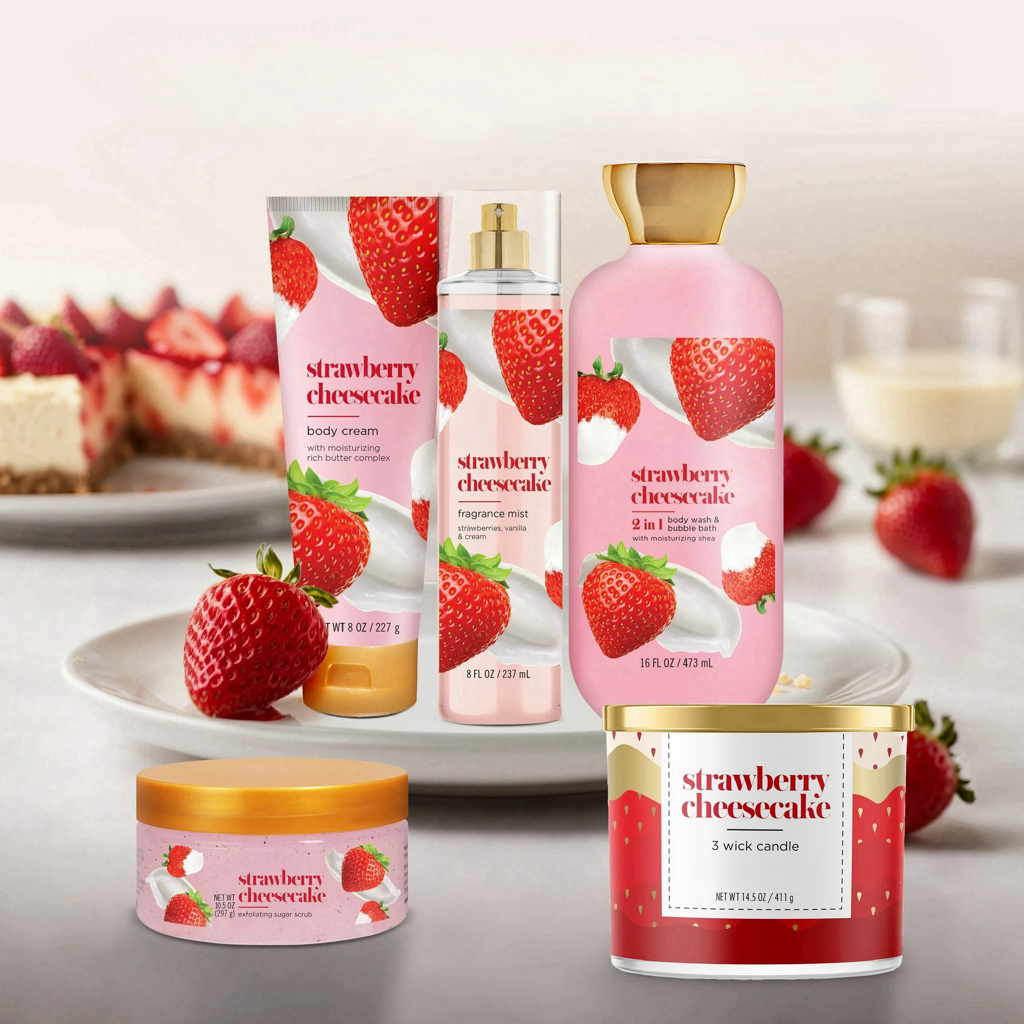 Oem/odm Private Label Long Lasting Moisturizing Strawberry Extract Women's Gift Shower Cleansing Luxury Skin Body Care Gift Set