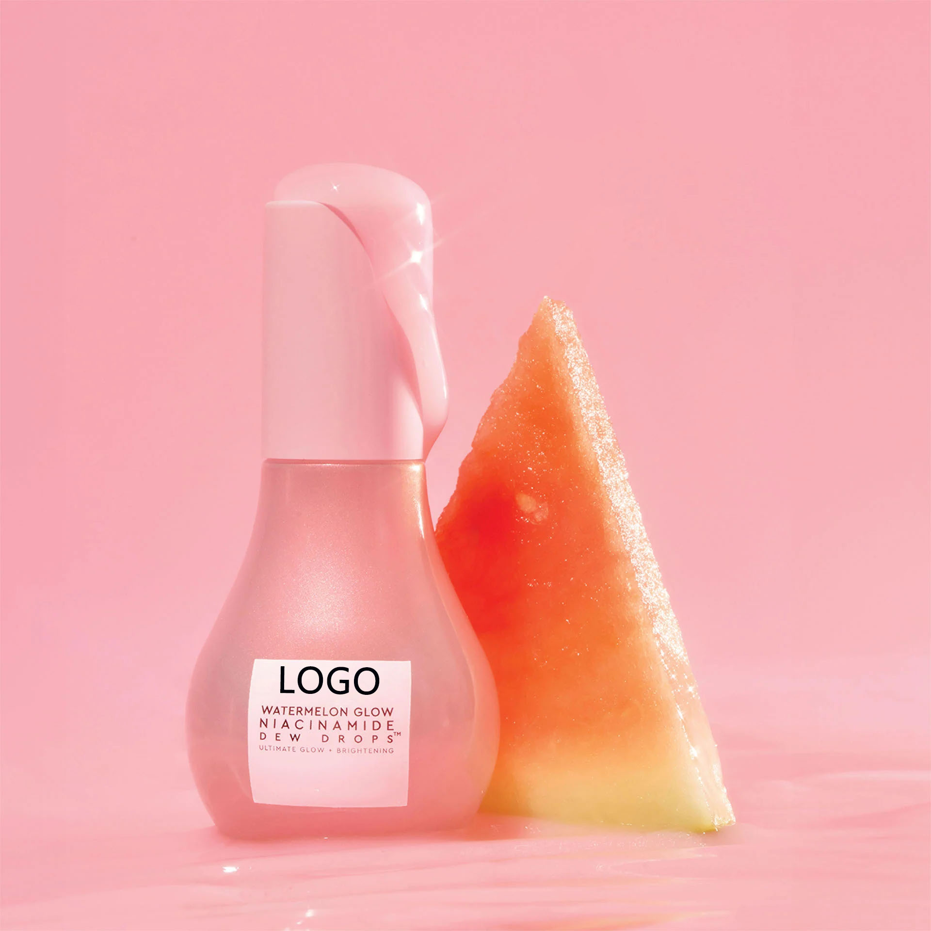 Oem Organic Hyaluronic Vitamin C Watermelon Face Serum Vegan Cream Vitamin E Dew Shimmer Glow Drops Facial Serum