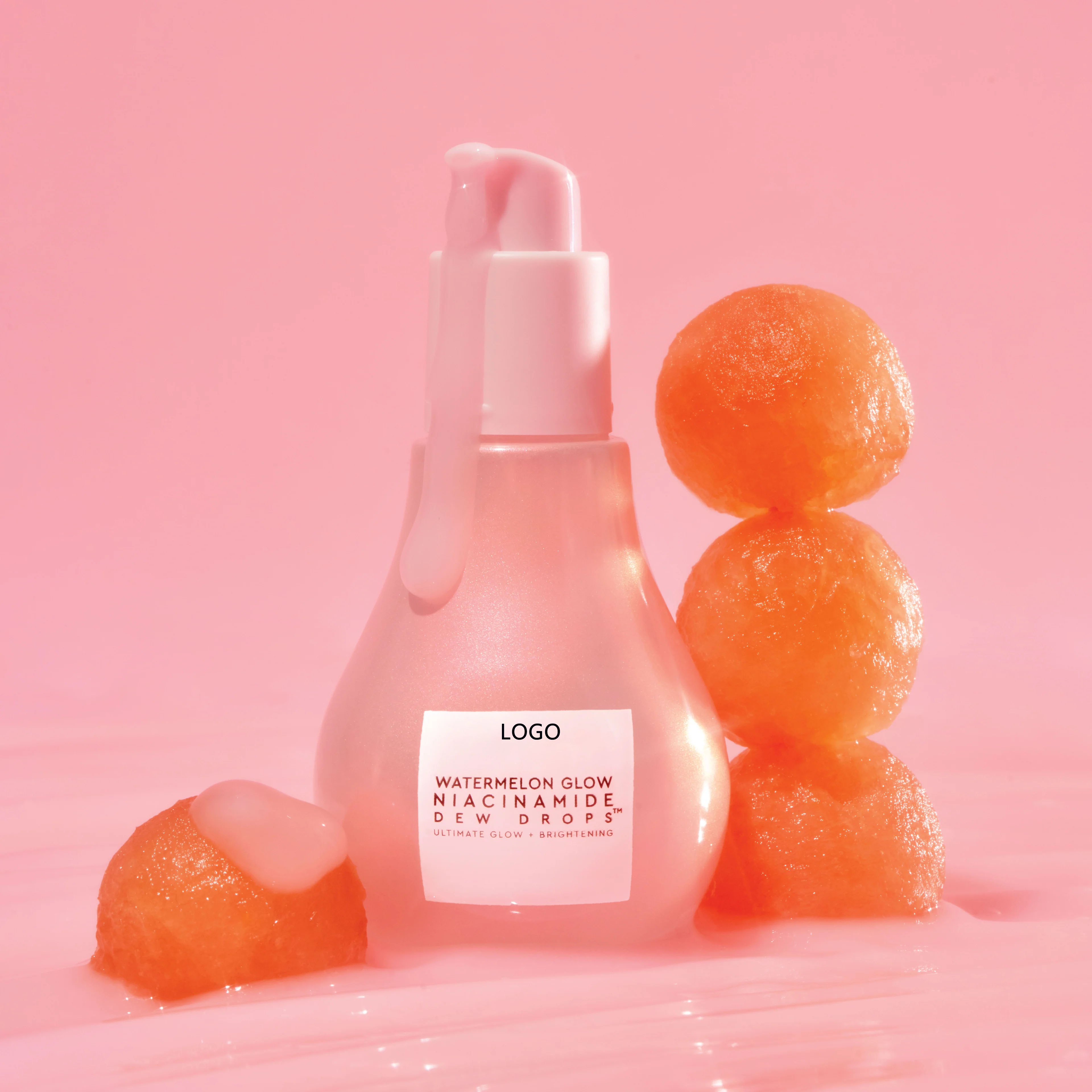 Oem Organic Hyaluronic Vitamin C Watermelon Face Serum Vegan Cream Vitamin E Dew Shimmer Glow Drops Facial Serum