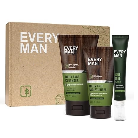 Private Label Daily Skin Care Package - Suitable For Complete Daily Use - Facial Cleanser,Facial Lotion,Acne Spot Care