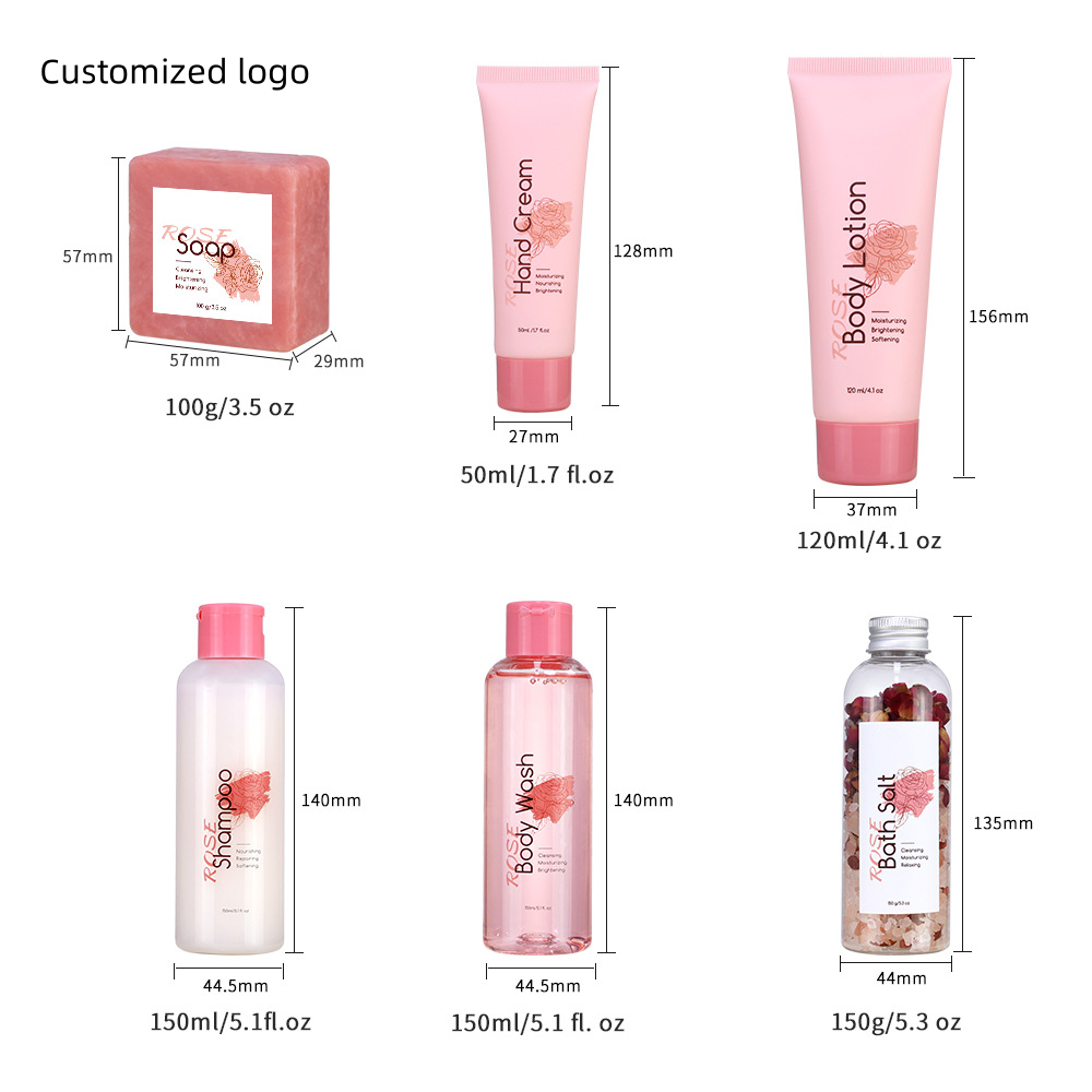 Private Brand Luxury Rose Body Spa Set,Skin Nourishing,Hair Cleansing,Self-care,Women's Gift Shower Set Rose Body Spa Set