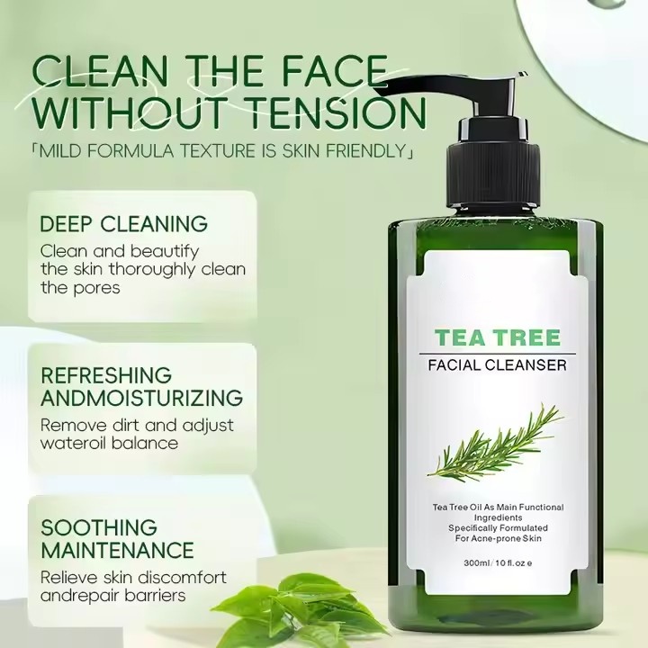 Own Brand Light Mild Tea Tree Facial Cleanser Vegan Ingredients Non-irritating And Moisturizing Facial Cleanser Foam