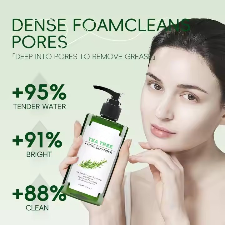 Own Brand Light Mild Tea Tree Facial Cleanser Vegan Ingredients Non-irritating And Moisturizing Facial Cleanser Foam