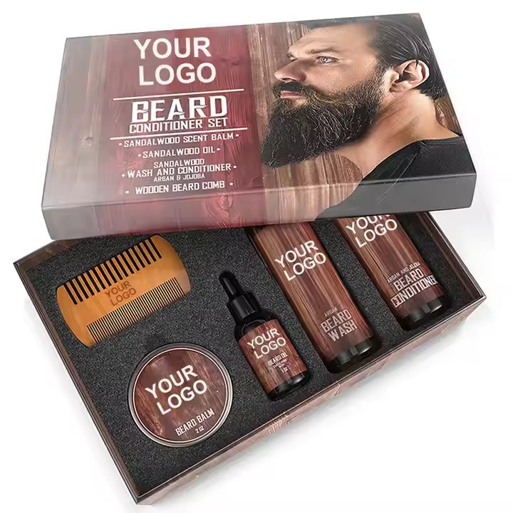 Customized Organic Clean Rolling Oil Serum Roller & Fragrance Cream Gift Set For Beard Growth Set