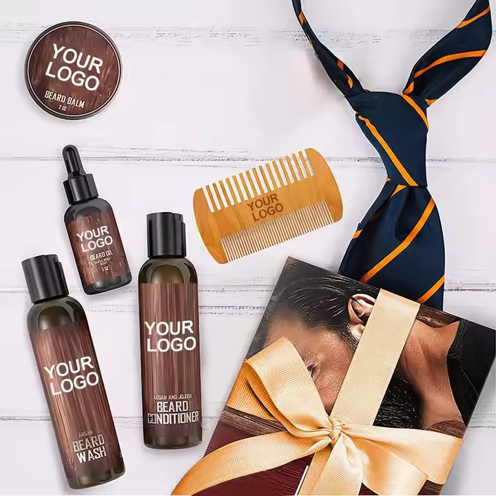 Customized Organic Clean Rolling Oil Serum Roller & Fragrance Cream Gift Set For Beard Growth Set