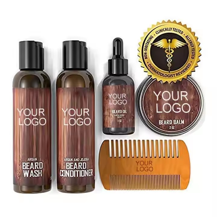 Customized Organic Clean Rolling Oil Serum Roller & Fragrance Cream Gift Set For Beard Growth Set