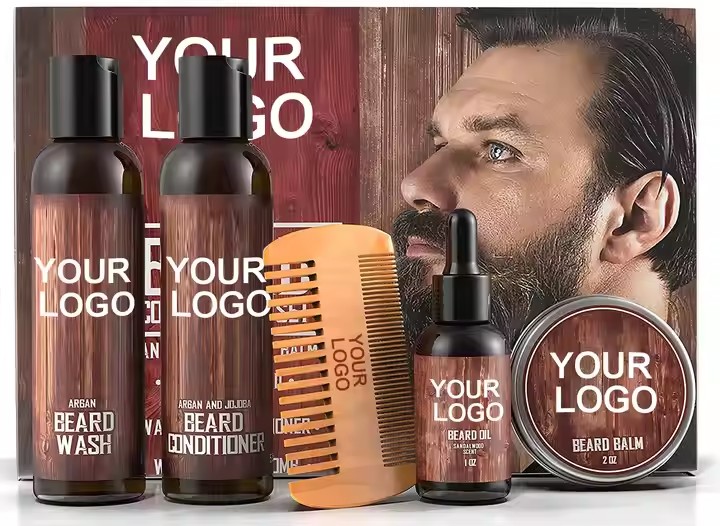 Customized Organic Clean Rolling Oil Serum Roller & Fragrance Cream Gift Set For Beard Growth Set