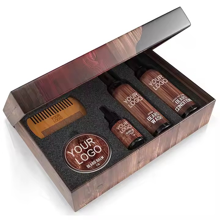 Customized Organic Clean Rolling Oil Serum Roller & Fragrance Cream Gift Set For Beard Growth Set