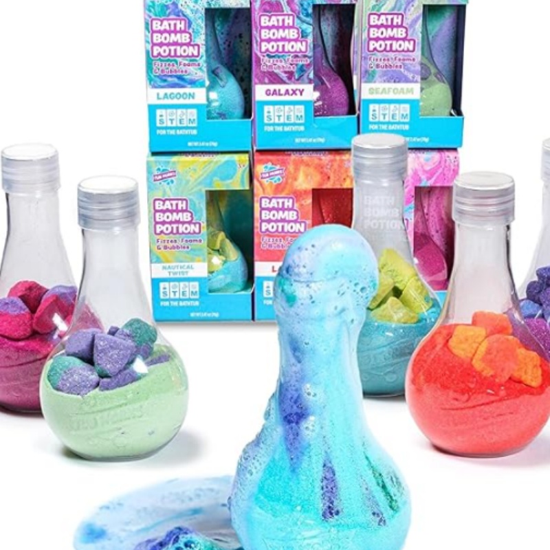 Organic Lavender Coconut Milk Scented 6-pack Nontoxic Foams Bubbles Reusable Flask Kids' Home Wholesale Toy Bath Bombs
