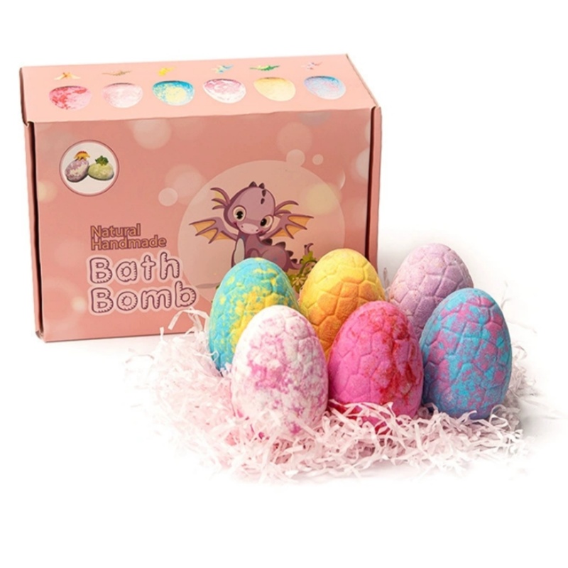 Oem Supplier Wholesale Organic Dinosaur Egg Toy Gift Explosive Bath Salt Ball Handmade Bath Ball Children's Bath Bombs Set