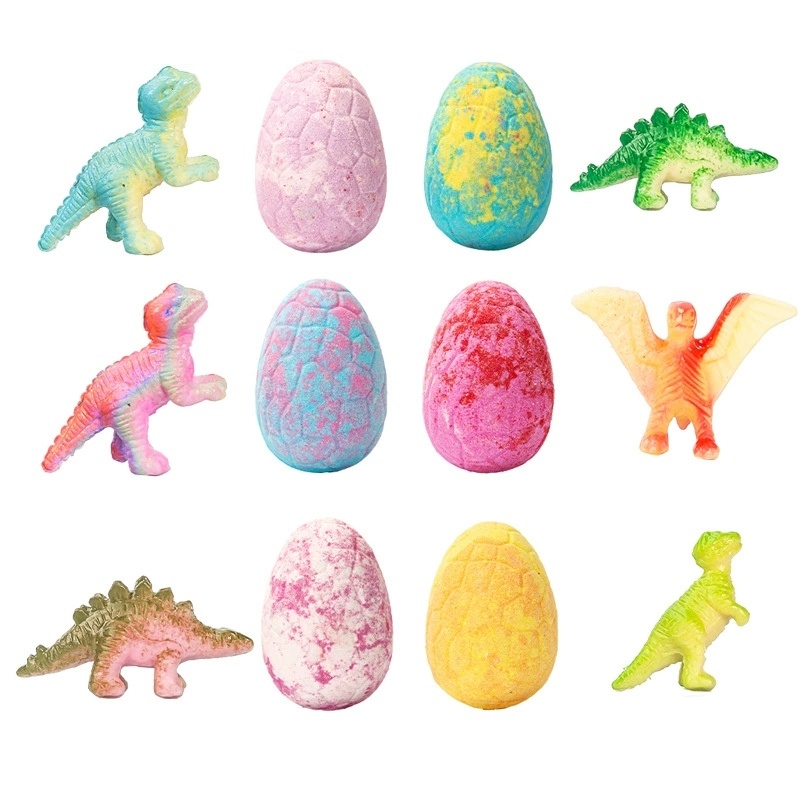 Oem Supplier Wholesale Organic Dinosaur Egg Toy Gift Explosive Bath Salt Ball Handmade Bath Ball Children's Bath Bombs Set